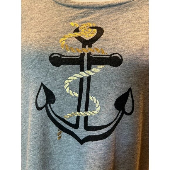 J. Crew T-Shirt XL Anchor Nautical Graphic Gray 100%‎ Cotton - Picture 5 of 6